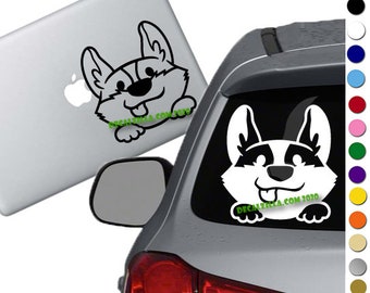 Dog- Corgi Peeker - Vinyl Decal Sticker - For cars, laptops and more!