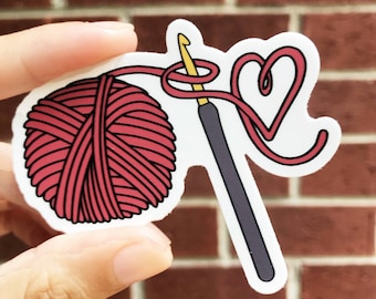 Crochet Sticker | Yarn Heart Sticker | Crochet Vinyl Sticker | Waterproof Sticker | Crochet Life Sticker | Vinyl Sticker | Laptop Sticker |