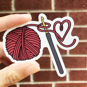 Crochet Sticker | Yarn Heart Sticker | Crochet Vinyl Sticker | Waterproof Sticker | Crochet Life Sticker | Vinyl Sticker | Laptop Sticker |