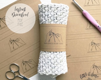 Handmade With Love Crochet Wrap | Crochet PDF File | Instant Download | Printable Crochet Label | DIY Crochet Packaging | Printable Gift Tag