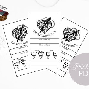 Crocheted with Love Printable Labels | crochet labels | PDF gift tags | Handmade crochet label |Print and Cut labels | market prep labels