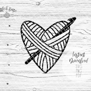 Crochet Yarn Heart SVG | Heart svg | Crochet svg | yarn ball | yarn heart | crochet clipart| crochet digital download | instant download