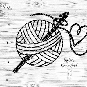 Garenhart SVG | Hart-svg | Gehaakte SVG | Garenhart | Garenbal svg | Direct downloaden