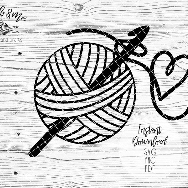 Yarn Heart SVG | Heart SVG | Crochet SVG | Yarn Heart | Yarn Ball svg | Instant Download