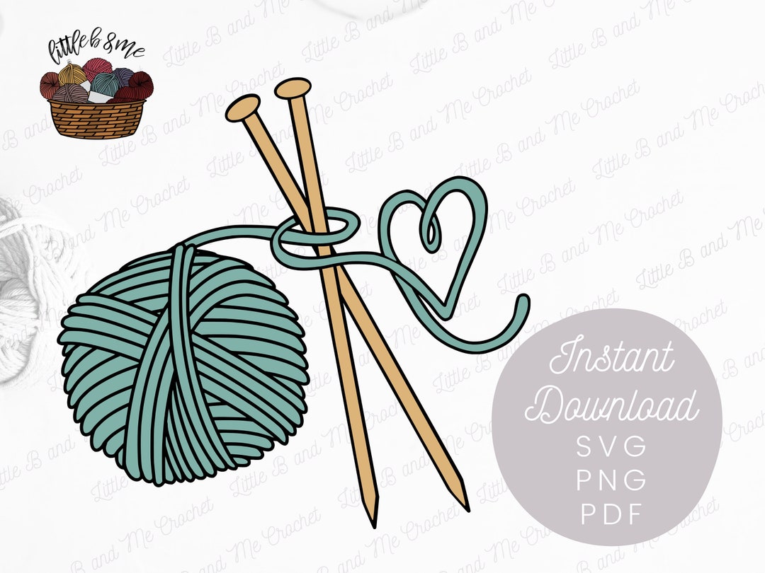 Knit Yarn Heart SVG Knit Yarn Ball Heart SVG Knitting SVG Knit Life ...