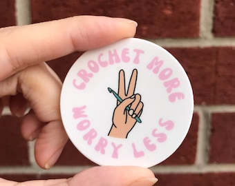 Crochet Sticker | Crochet More Worry Less | Crochet Vinyl Sticker | Waterproof Sticker | Vinyl Sticker | Laptop Sticker |
