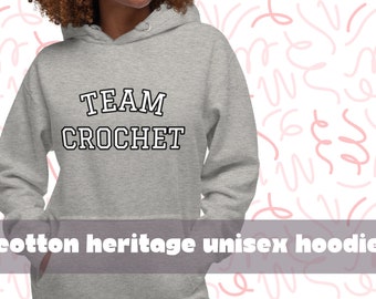 Crochet Unisex Hoodie | Team Crochet Cotton Hoodie | Crochet Apparel | Crochet Graphic Hoodie