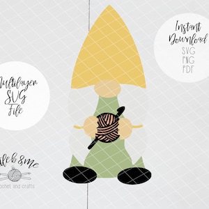 Crochet Gnome SVG | Multi Layer SVG | Crochet svg | Gnome svg | crochet clipart | gnome clipart | crochet print file cut file svg png