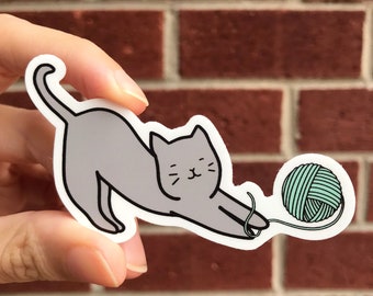 Crochet Sticker | Cat Sticker | Yarn Sticker | Knitter Sticker | Yarn Lover Sticker | Cat Lover Sticker | Laptop Sticker | Vinyl Sticker