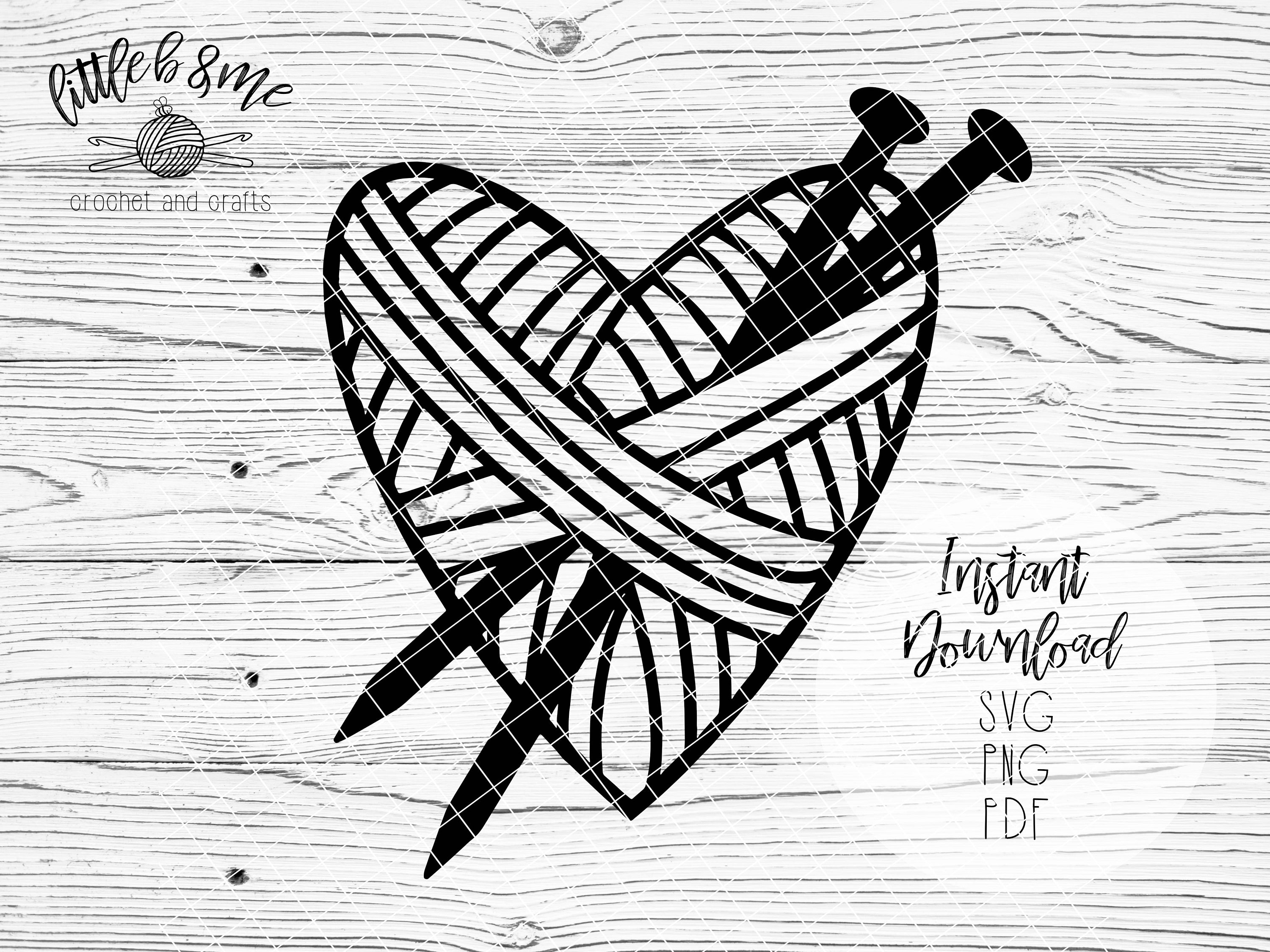 Yarn Ball Heart With Knitting Needles SVG Yarn Ball Heart Etsy UK