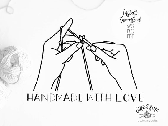 Handmade with Love Cross Stitch Clipart Digital Download SVG PNG JPG PDF  Cut Files
