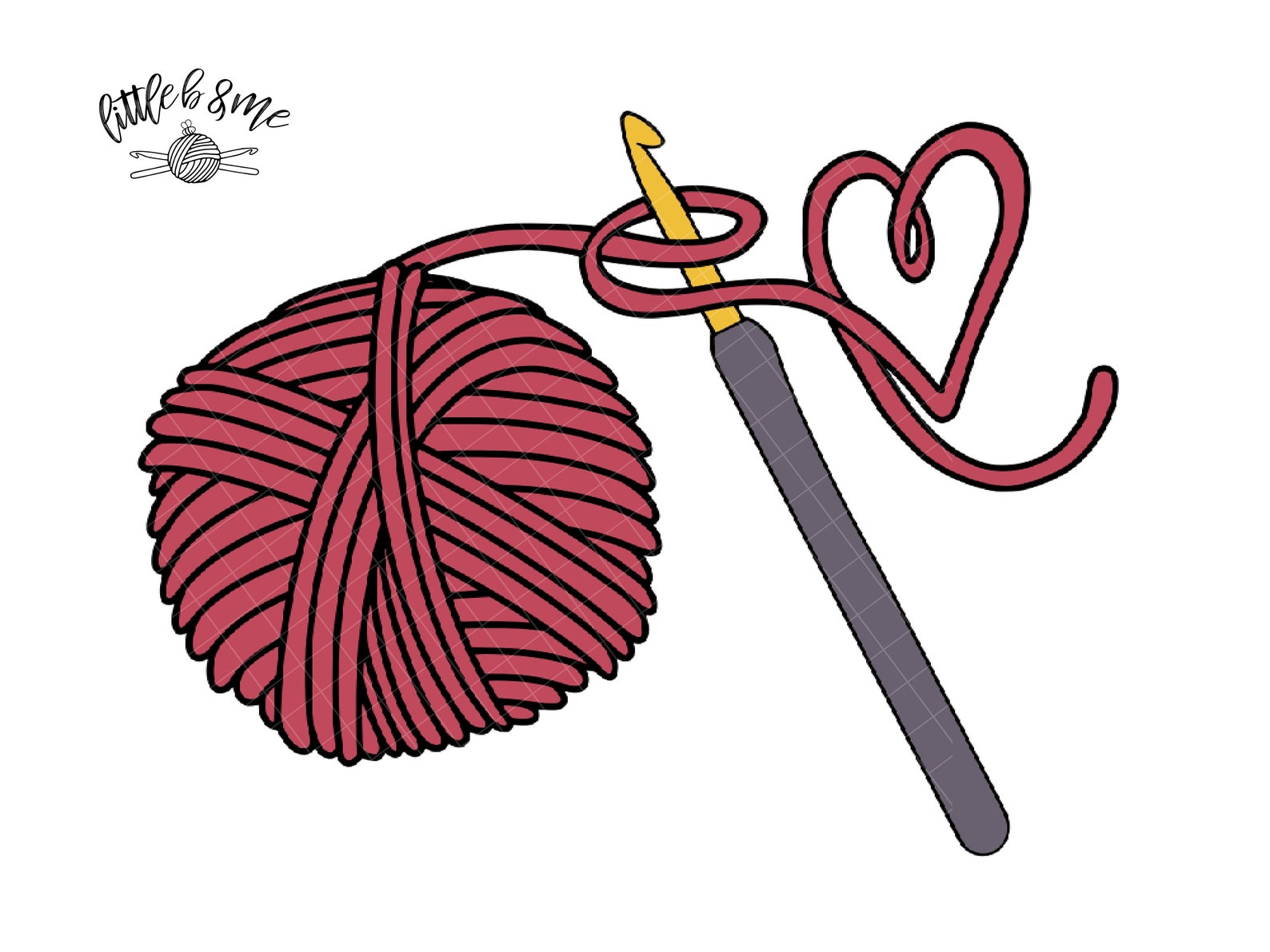 Yarn Heart SVG Color Crochet Yarn Ball Heart SVG Crochet Etsy