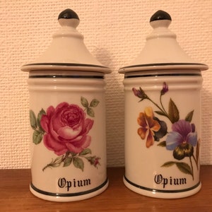 Antiguo frasco de farmacia, boticario, opio, porcelana de Limoges, vintage, Francia, años 50