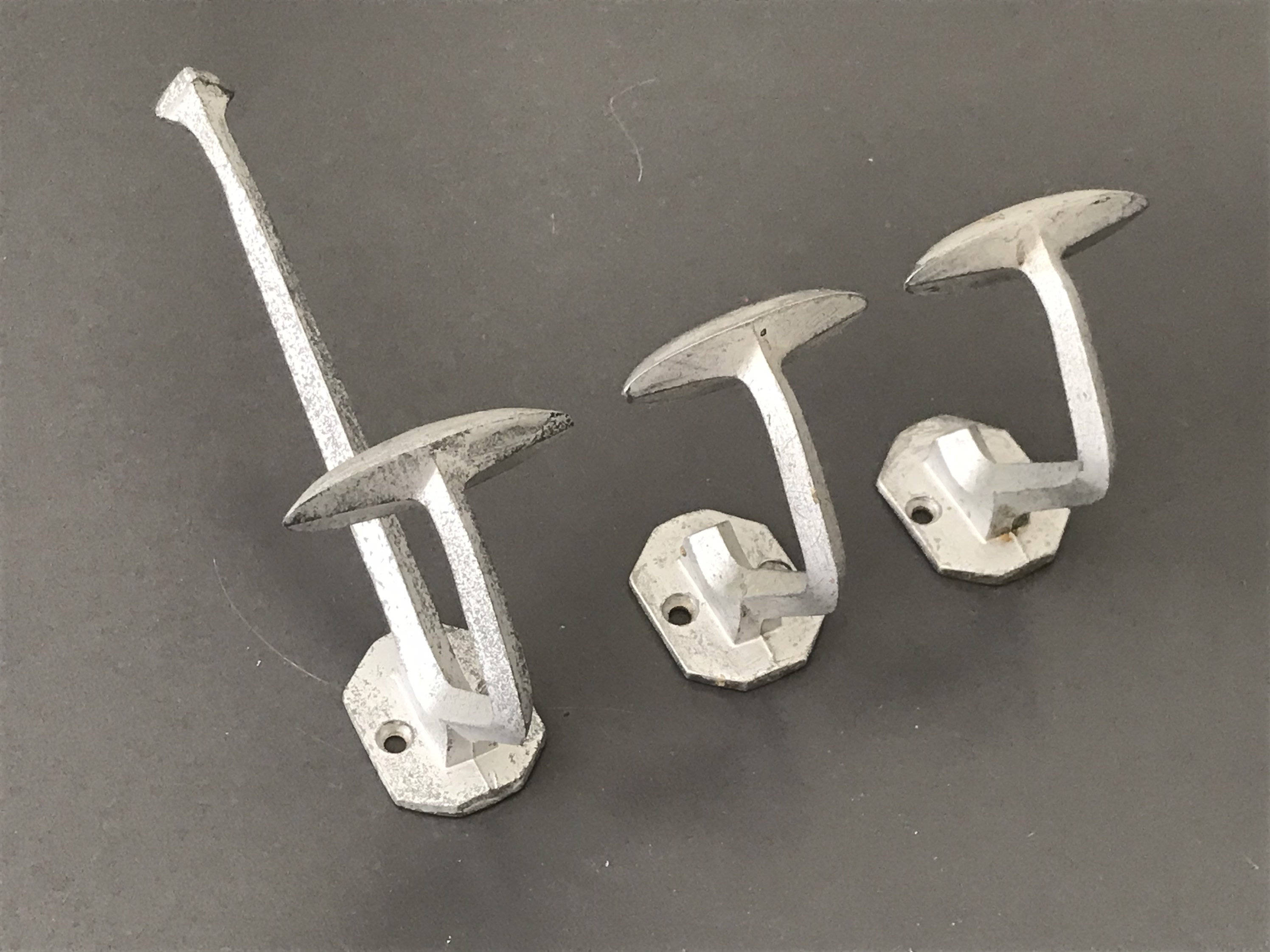 Ancienne Patère, Porte Manteau Vestiaire, Crochet Simple ou Double, Fonte Aluminium, Alu, Argent, Mé