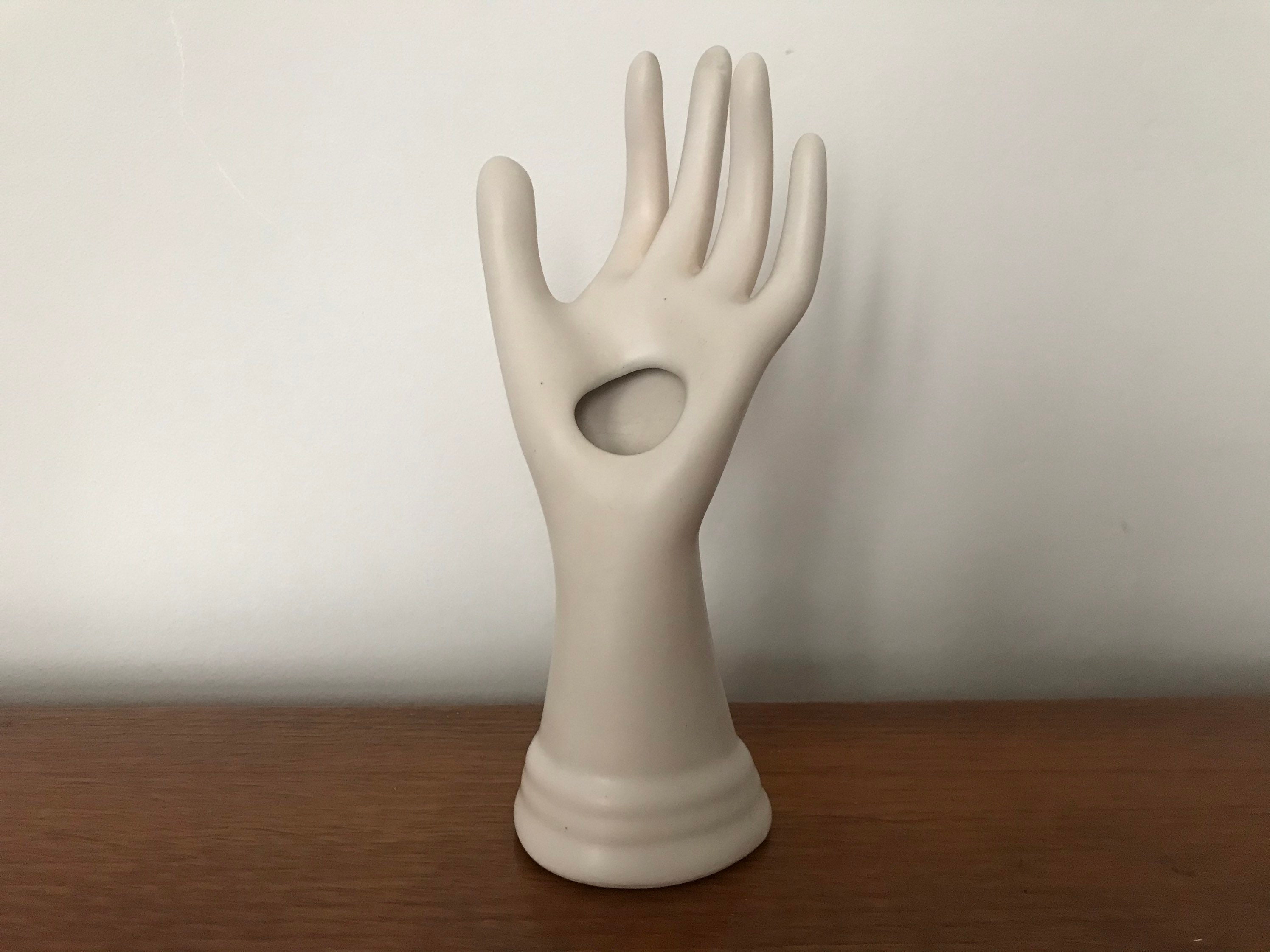 Ancienne Main Soliflore Baguier, Faïence, Blanc, Années 70, Ancien, France, Décoration Intérieure, R