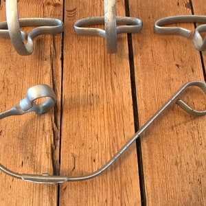 old coat hook, cloakroom coat rack, double hook, silver color, metal, iron, art deco, vintage, 1930s, France