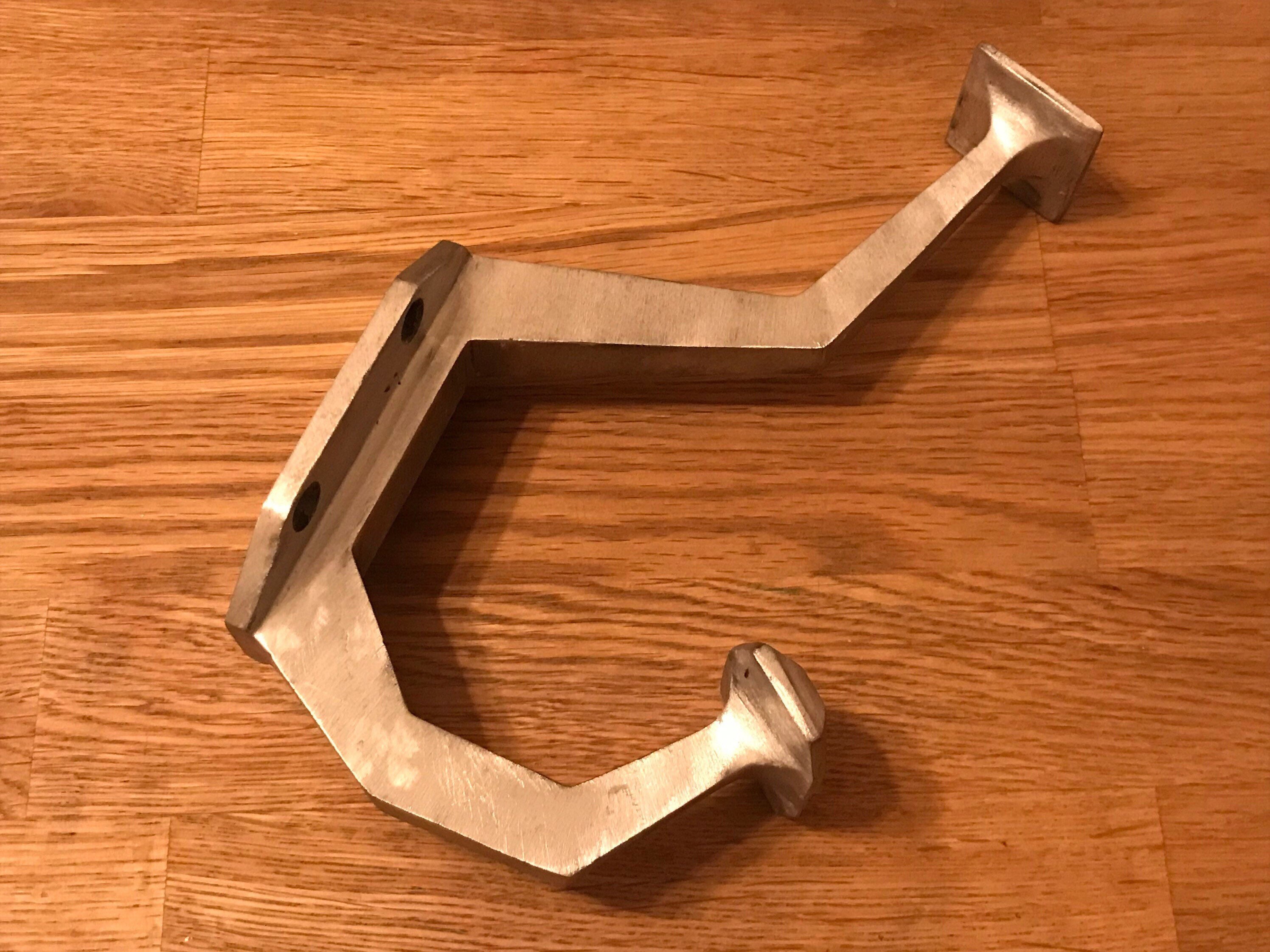 Ancienne Patère, Porte Manteau Vestiaire, Crochet Double, Fonte Aluminium, Alu, Argent, Métal, Art D