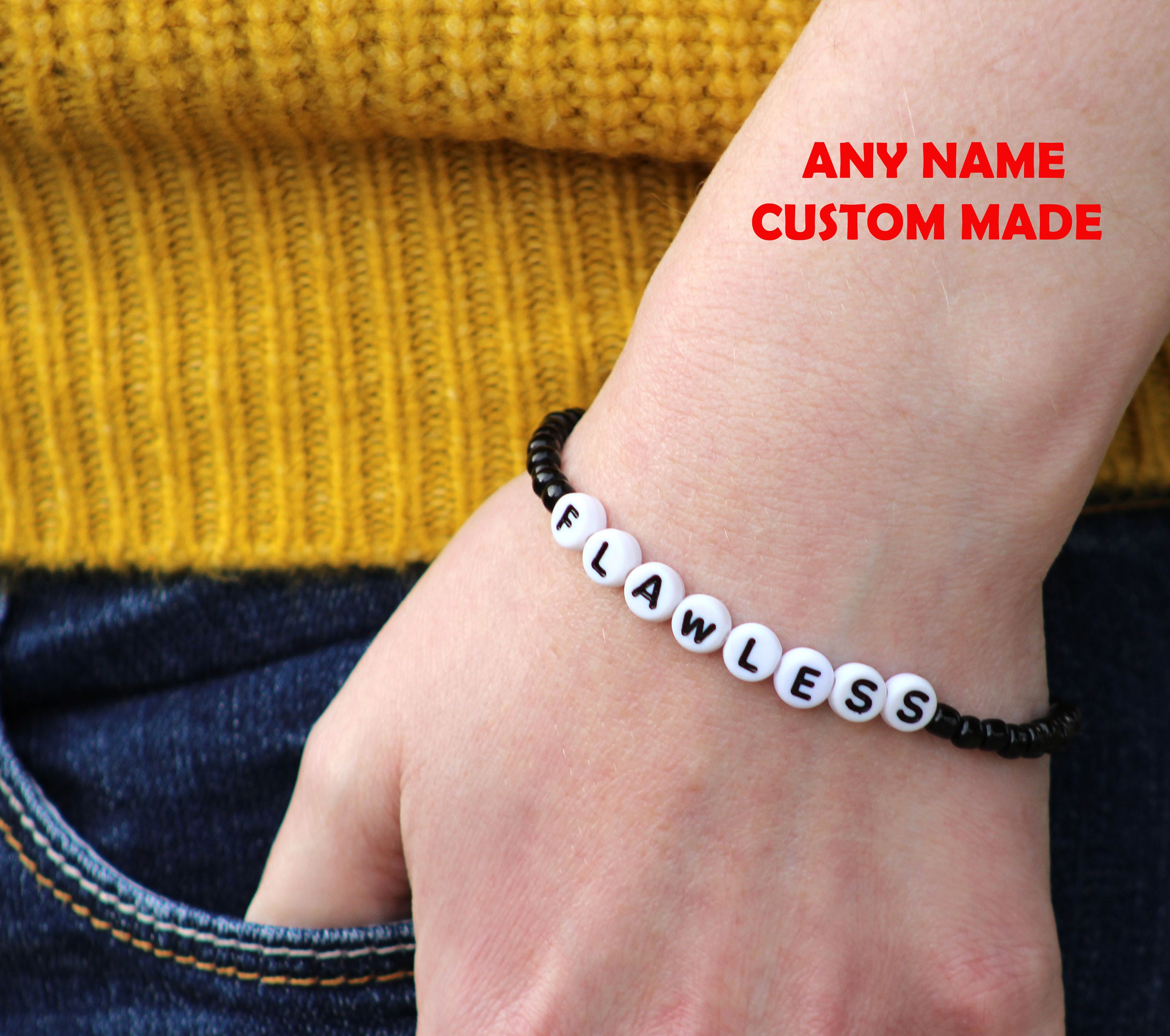 Inspirational word beaded bracelet inspirational name Etsy.de