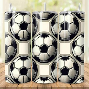 Soccer Ball 20 oz Skinny Tumbler Sublimation Design, Instant Digital Download PNG, Straight and Tapered Tumbler Wrap, Futbol Tumbler Design
