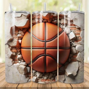 Basketball 20oz Skinny Tumbler, Sublimation Designs PNG File Digital Download Basketball Tumbler PNG 300 DPI Basketball Tumbler Design