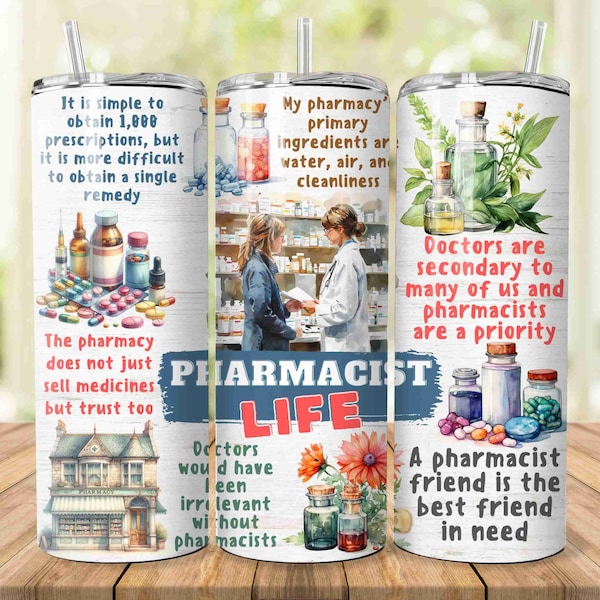 Pharmacist Life 20oz Skinny Tumbler Sublimation Designs, Doctor PNG File Digital Download,Doctor PNG, Doctor tumbler png, Medical Tumbler