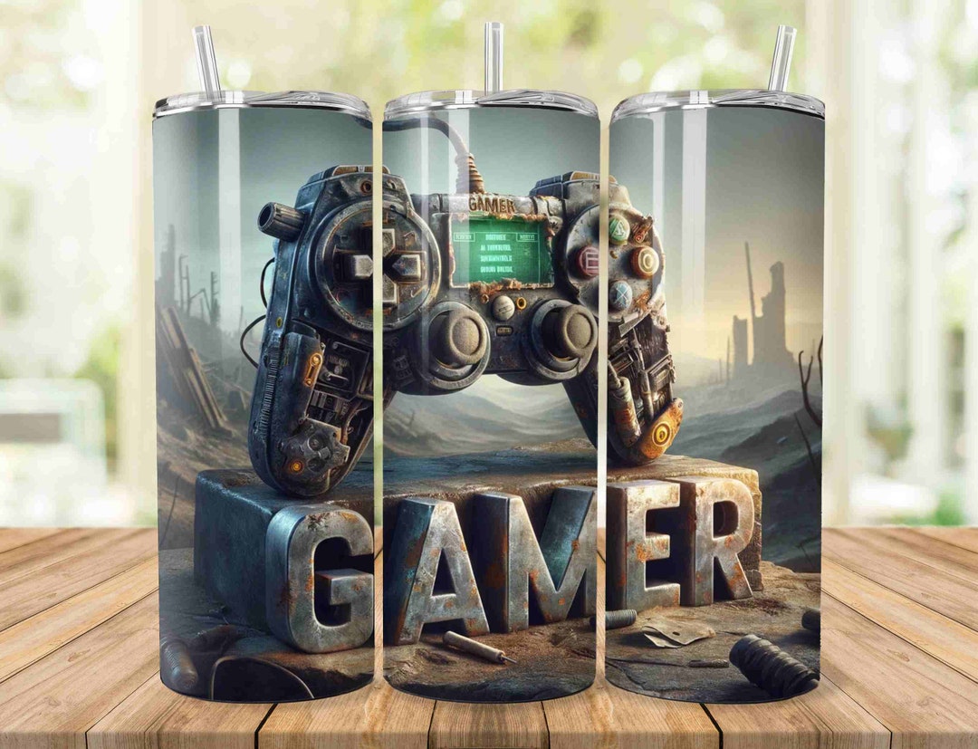 3D Video Gaming Tumbler, Controller Gamer 20 Oz Skinny Tumbler ...