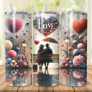 Watercolor Floral I Love You Tumbler Wrap, Couple Sublimation Designs Digital Download, 20oz Skinny Tumbler Sublimation Design, Lover PNG