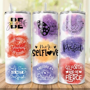 Positive Affirmations Tumbler Wrap | Inspirational Tumbler | Positive Quotes Tumbler | Self Love | 20Oz Skinny Tumbler PNG
