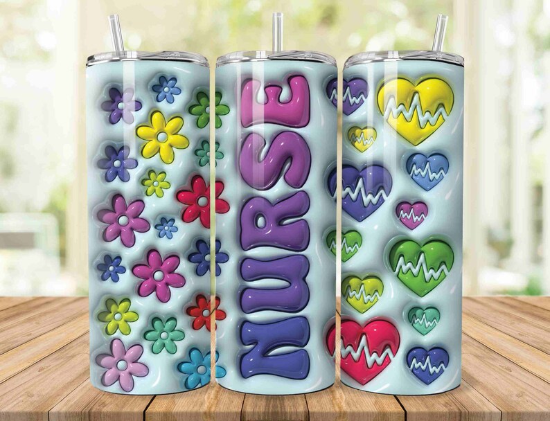 3D Nurse Life Inflated Tumbler Wrap, Nurse 20oz Skinny Tumbler