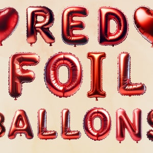Rote Folienballons Clipart, Folienballon Alphabet Zahlen Clipart 24 PNG ClipArt, Junk Journal, Papierhandwerk, Scrapbook, kommerzielle Nutzung
