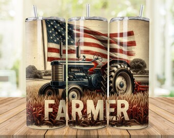 Farm Tractor 20oz Skinny Tumbler, Sublimation Designs for Straight Png , Farm Life , Ranch, Farmer Tractor, Rustic Ranch Style
