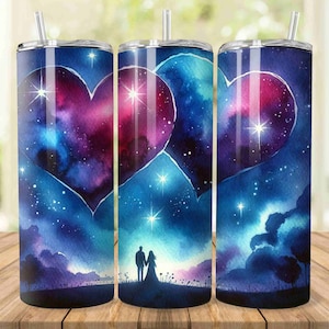 Watercolor Love You Tumbler Wrap, Couple Sublimation Designs for Digital Download, 20oz Skinny Tumbler Sublimation Design, Lover PNG