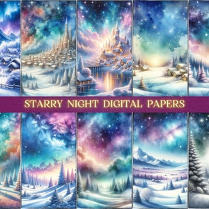 Watercolor Snowy Forest Digital Paper, Snowy Forest Background, Printable Scrapbook Paper, Scrapbooking, Winter Junk Journal, Commercial Use
