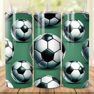 Soccer Ball 20 oz Skinny Tumbler Sublimation Design, Instant Digital Download PNG, Straight and Tapered Tumbler Wrap, Futbol Tumbler Design
