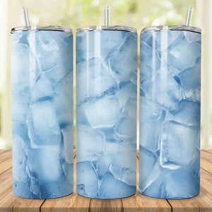 Eiswürfel 20oz Tumbler Wrap Sublimation Designer PNG Digital Download Tumblerwrap Cool Light Blue Iced Cube Tumbler Sublime Design Ice Cubed