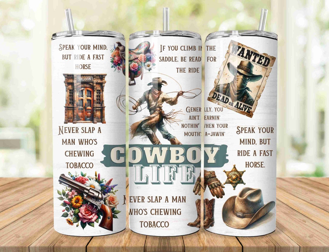 Cowboy Tumbler Wrap, 20oz Skinny Tumbler Sublimation Design PNG, Rustic ...