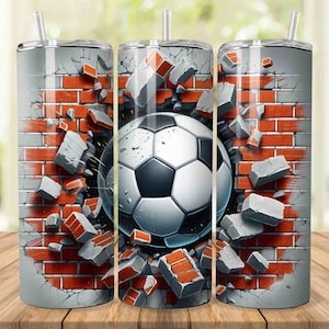 Soccer Ball 20 oz Skinny Tumbler Sublimation Design, Instant Digital Download PNG, Straight and Tapered Tumbler Wrap, Futbol Tumbler Design