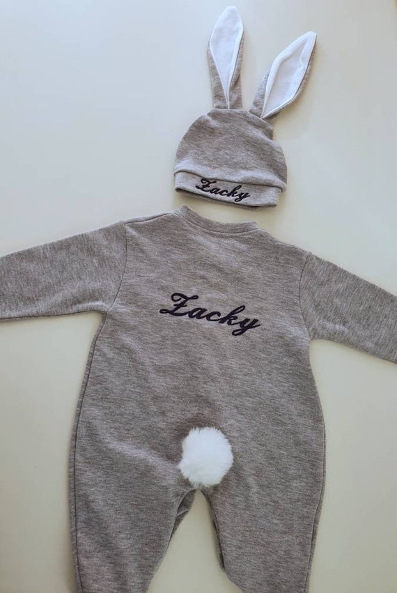 Pyjama Set With Bunny Cap With Custom Embroidery Ponpon Etsy India