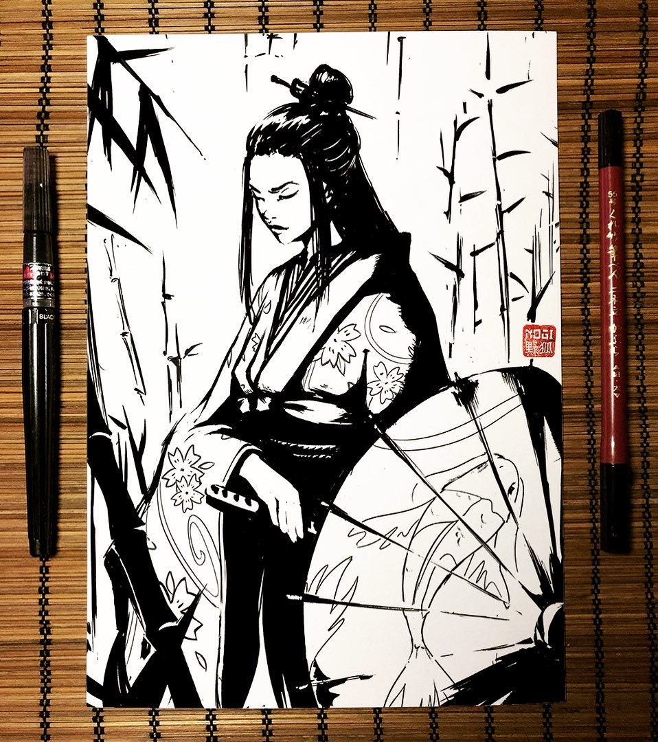 The Woman in The Bamboo The Forest Poster | 30x40cm Samurai Japanese Art Wall Decoration