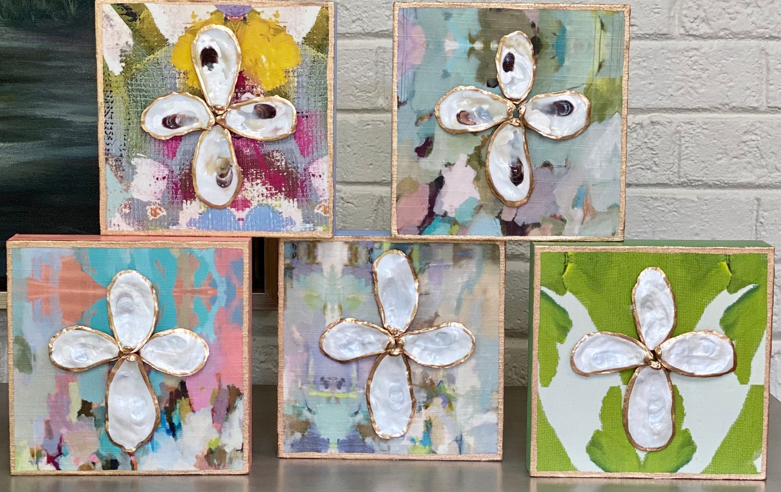 Stunning Laura Park 8x 8 fabric and Oyster Shell Cross wall Etsy