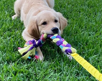 Fleece Bungee Plaited Puppy Tug Game, Choice of Colours, Great for Puppy Play and Mental stimulation, Handmade in Australia,