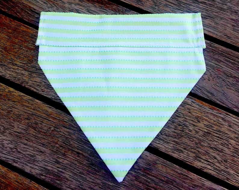 Free Shipping Within Australia Handmade Dog Over the Collar Bandana GreenWhite Stripe Dog Bandana Great Handmade Gift