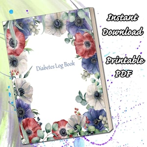 Diabetes Journal PDF | 90 Days Track Blood Sugar, Meals, Activity | In Color | 8.5&quot;x11&quot; | PRINTABLE