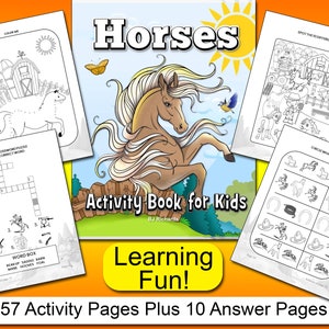 Printable Activity Sheets | Horse Theme |PDF Book For Kids | Kindergarten Ages 4-8 |Homeschool | Preschool |Teachers | Parents |Fun Learning