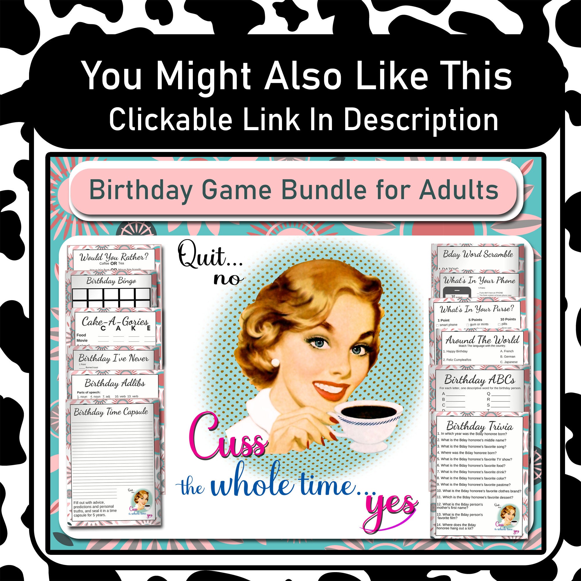 Adult Birthday Game Bundle Printable PDF | 12 Games | Word Scramble ...