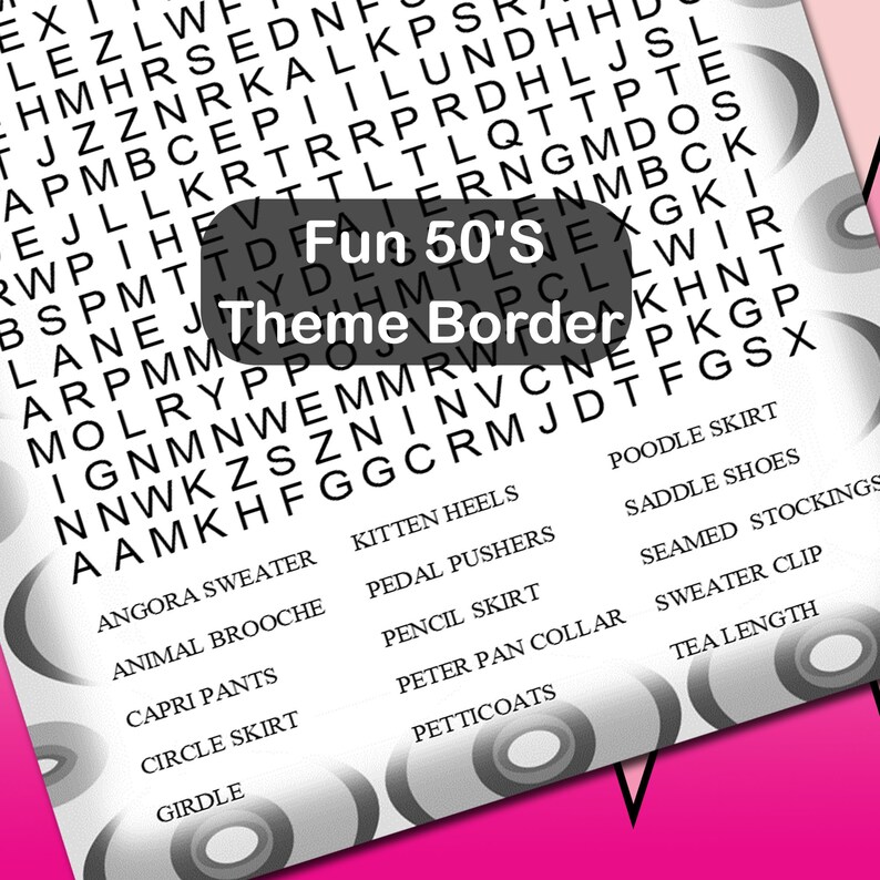 Fabulous 50's Printable Word Search PDF Game | Set 1 | 20 Puzzles ...