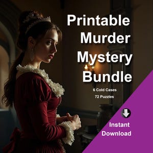 Printable Murder Mystery Bundle | 6 Cold Cases | 72 Puzzles | Instant Download