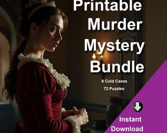 Printable Murder Mystery Bundle | 6 Cold Cases | 72 Puzzles | Instant Download