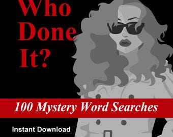 Printable Murder Mystery Word Search Puzzles | 100 True Crime Puzzles for Adults | Instant Download