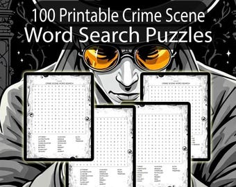 100 Crime Scene Word Search Puzzles | Printable | Murder Mystery | Instant Download